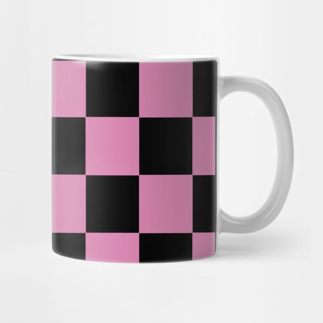 Bubble Gum and Black Chessboard Pattern by californiapattern 